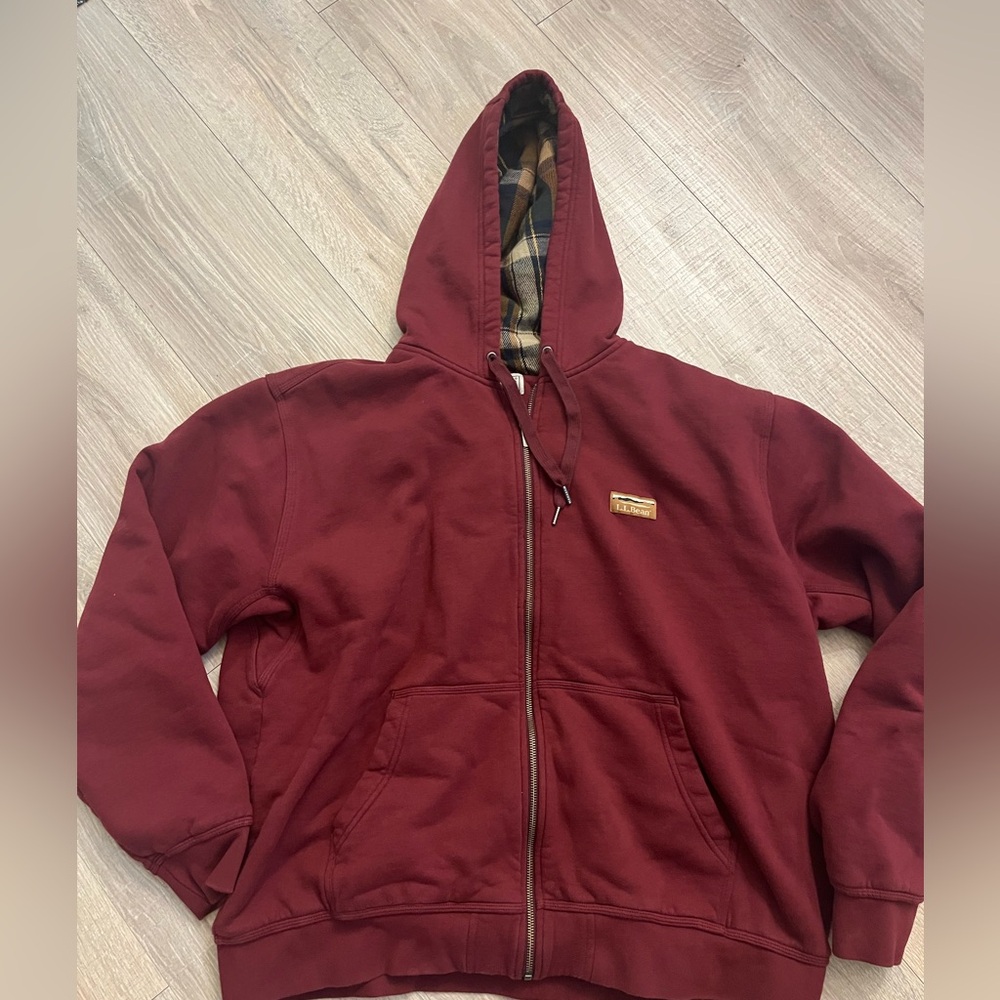 L.L. Bean Burgundy Zip-Up Hoodie Jacket